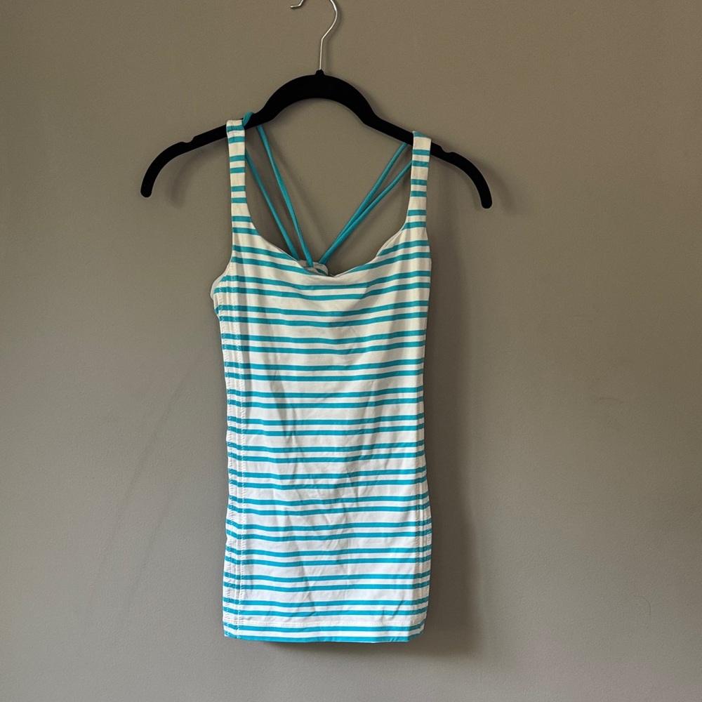 Lululemon Striped free to be Tank Top with Blue Straps
